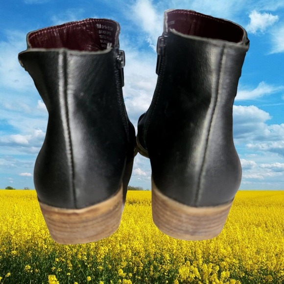 Kensie Ghita Black Pebbled Leather Dual Zip Up Booties Boots Women's Sz 8M - Picture 3 of 8